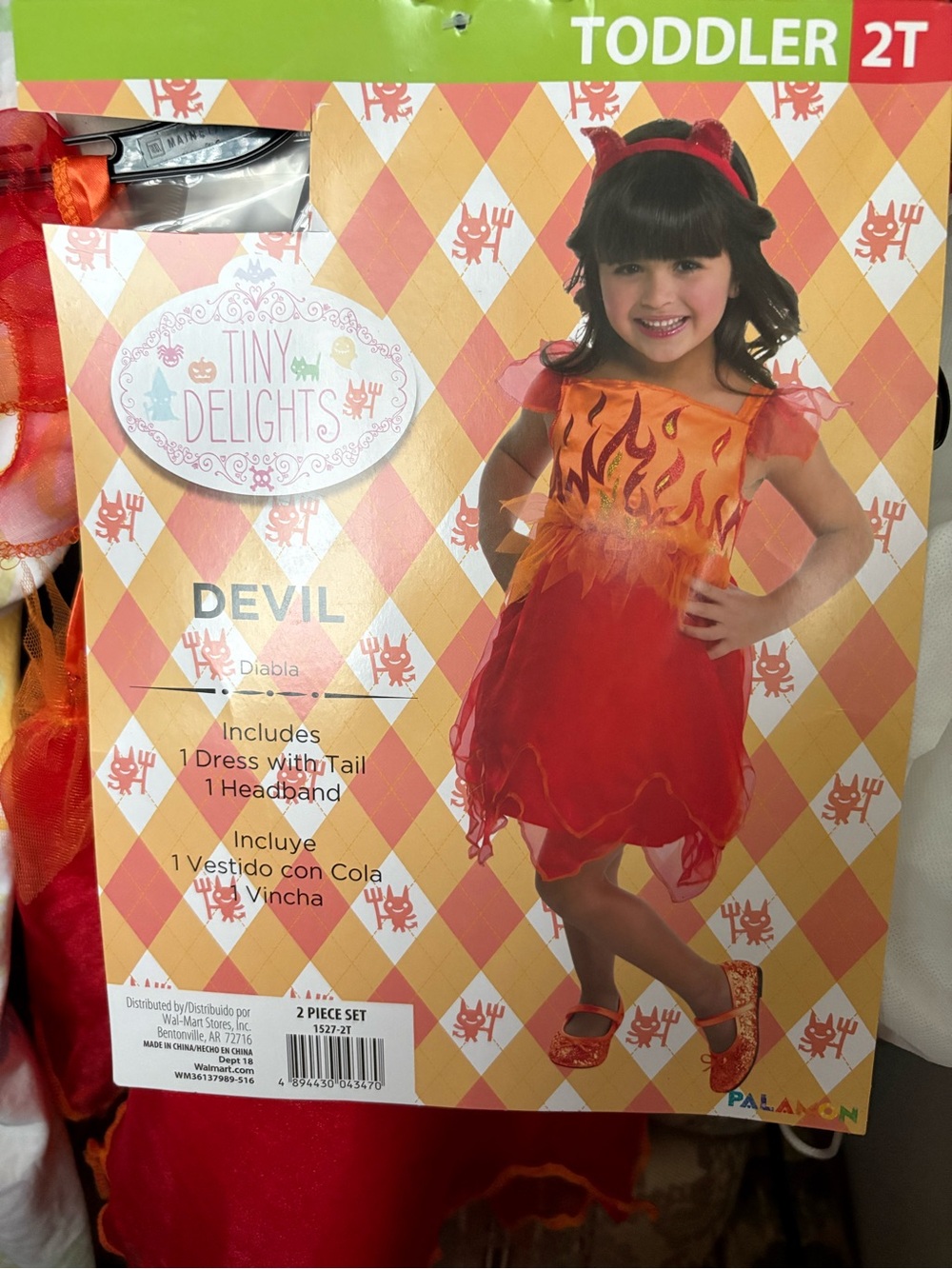 Tiny Delights Toddler Devil Costume - Red & Orange 2T  nwt complete